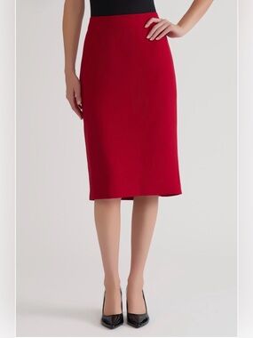 Kasper Red Midi Pencil Clasic Below The Knee Length Skirt
